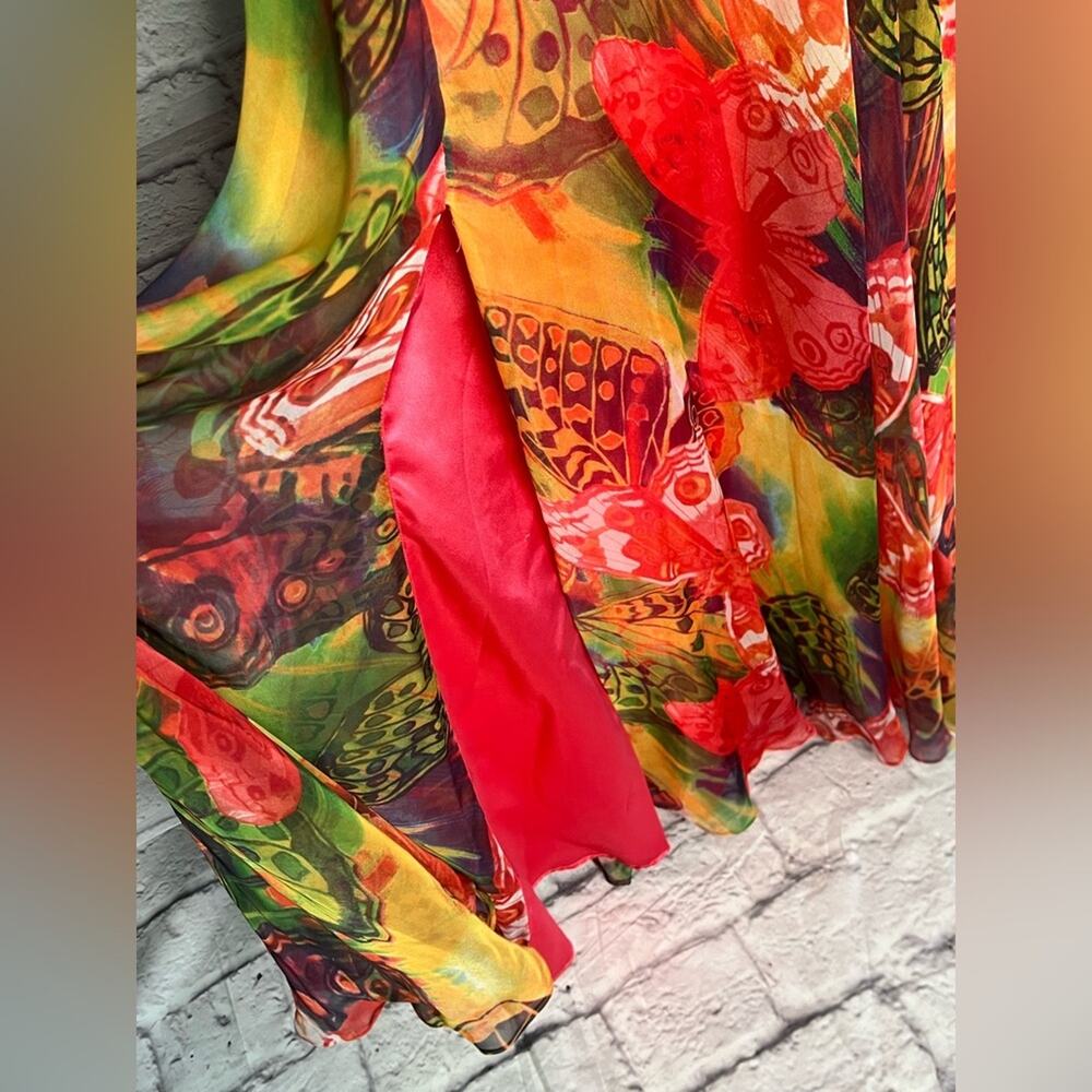 Frenchy by Heather French Henry Colorful Boho Strapless Chiffon Maxi Gown - Picture 10 of 12